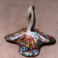 Stunning Vintage Murano Venetian Millefiori Art Glass Basket