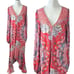 Free People Bohemian Gypsy Maxi Dress Duster Red Retro 70s Festival Medium