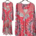 Free People Bohemian Gypsy Maxi Dress Duster Red Retro 70s Festival Medium