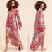 Free People Bohemian Gypsy Maxi Dress Duster Red Retro 70s Festival Medium