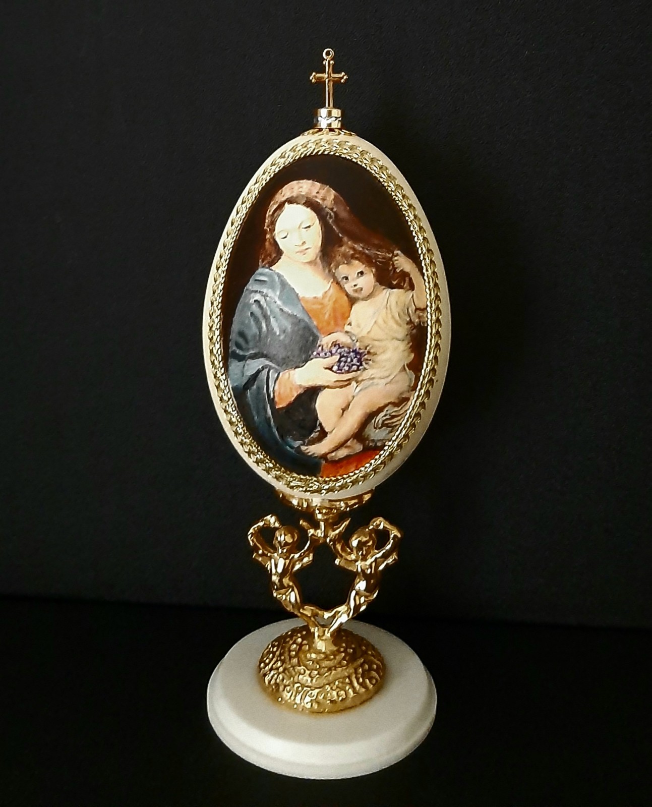 Vintage Faberge Egg, Madonna and Child