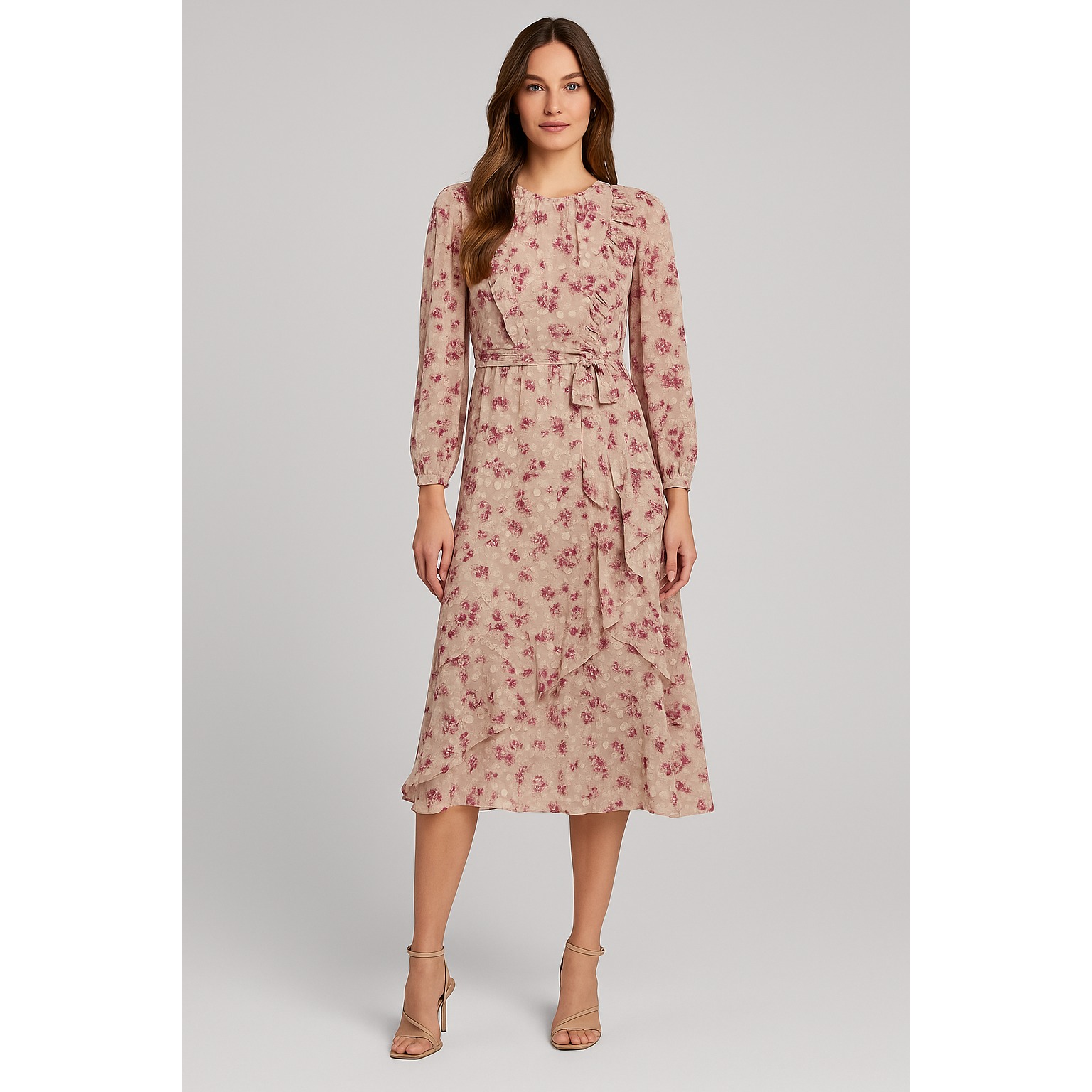 Current Air Anthropologie Dress Womens M Floral Circle Cottagecore Boho Ruffle