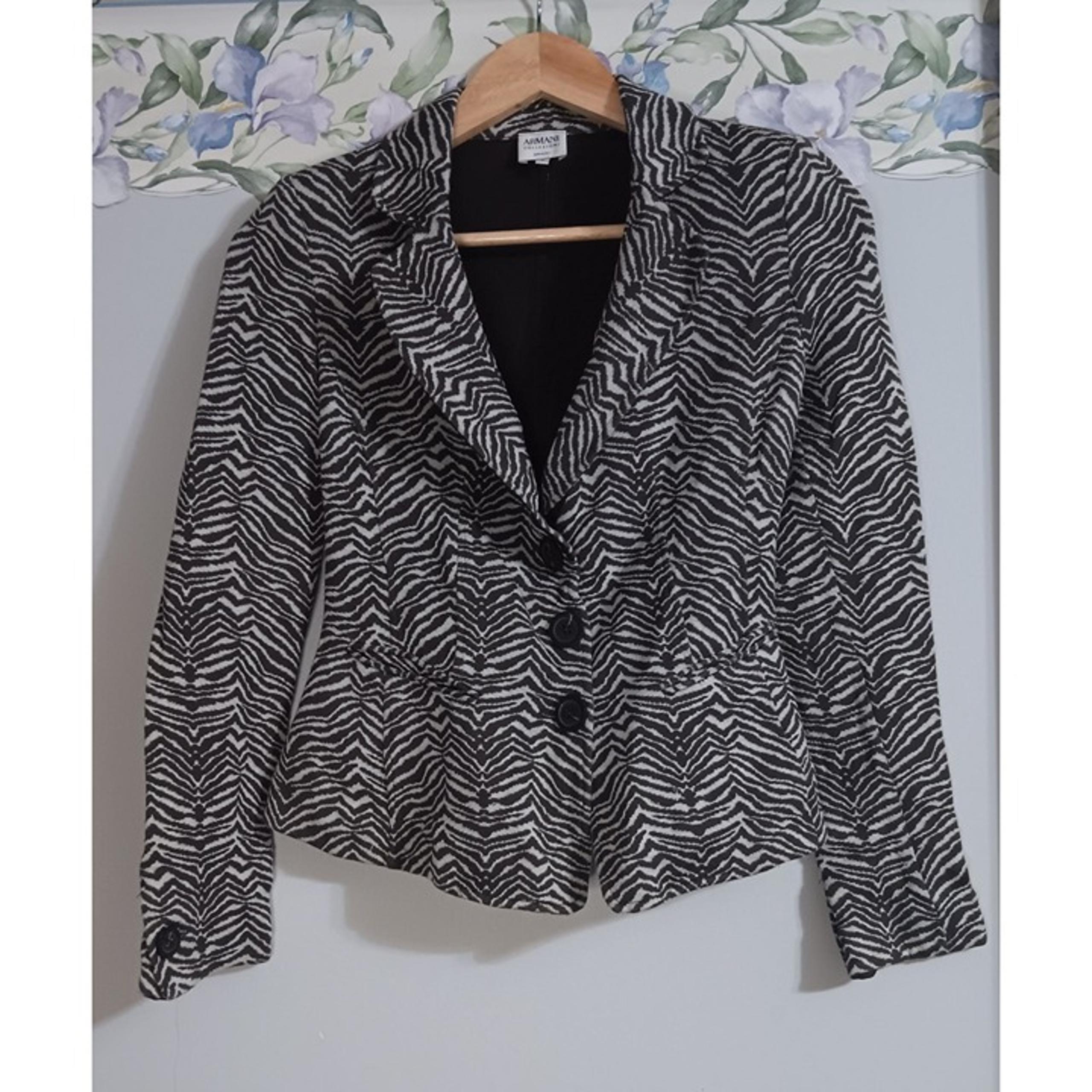 Armani Collezioni Italy 4 Animal Print Knit Brown Designer City Classic Blazer