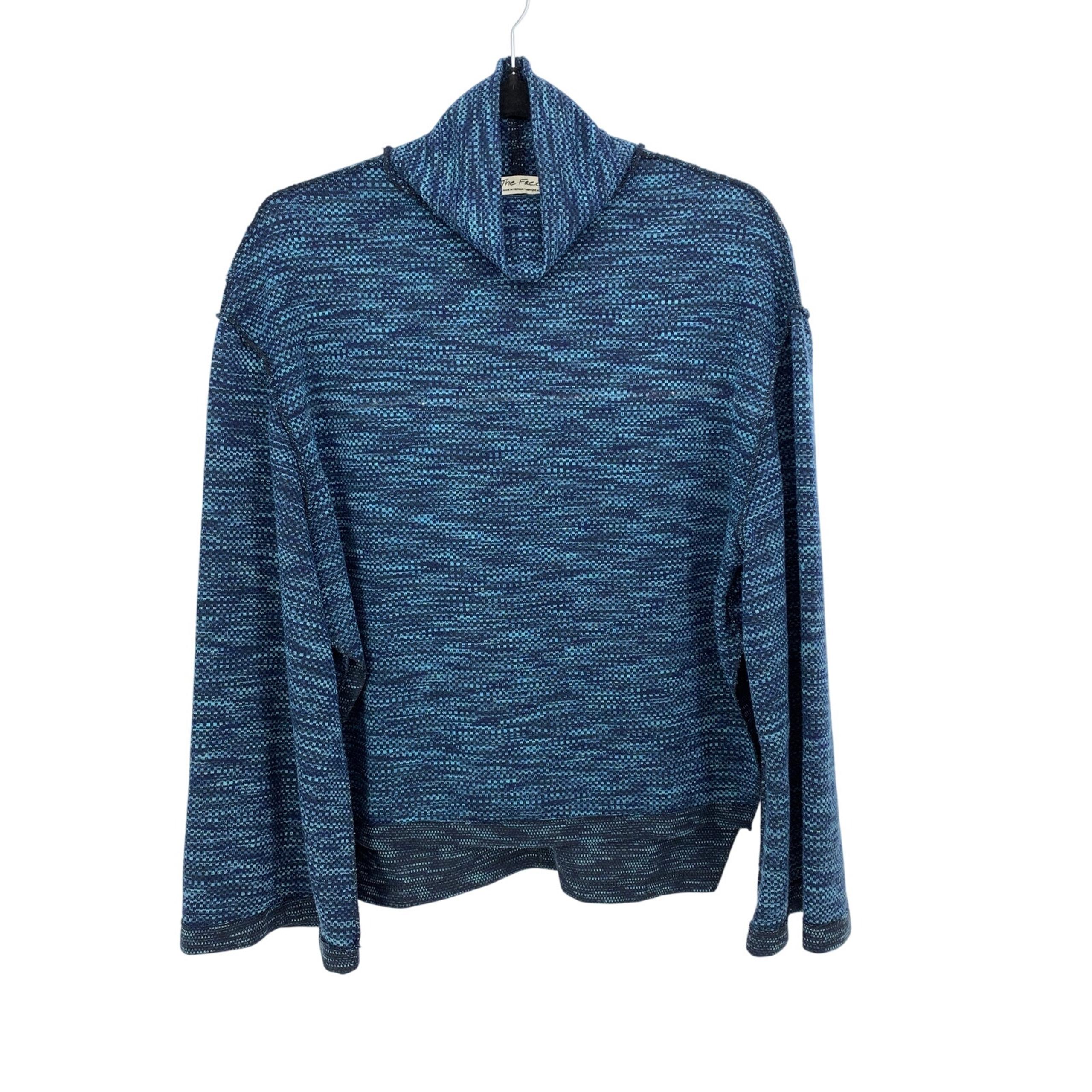 Free People We The Free Mock Neck Sweater Womens Sz XS Blue Multicolor Knit