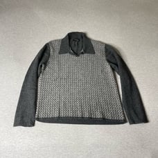 Kenneth Cole Men’s Checked Wool-blend V-Neck Long Sleeve Pullover Sweater