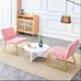 Modern Minimalist Pink Plush Fabric Accent Chair