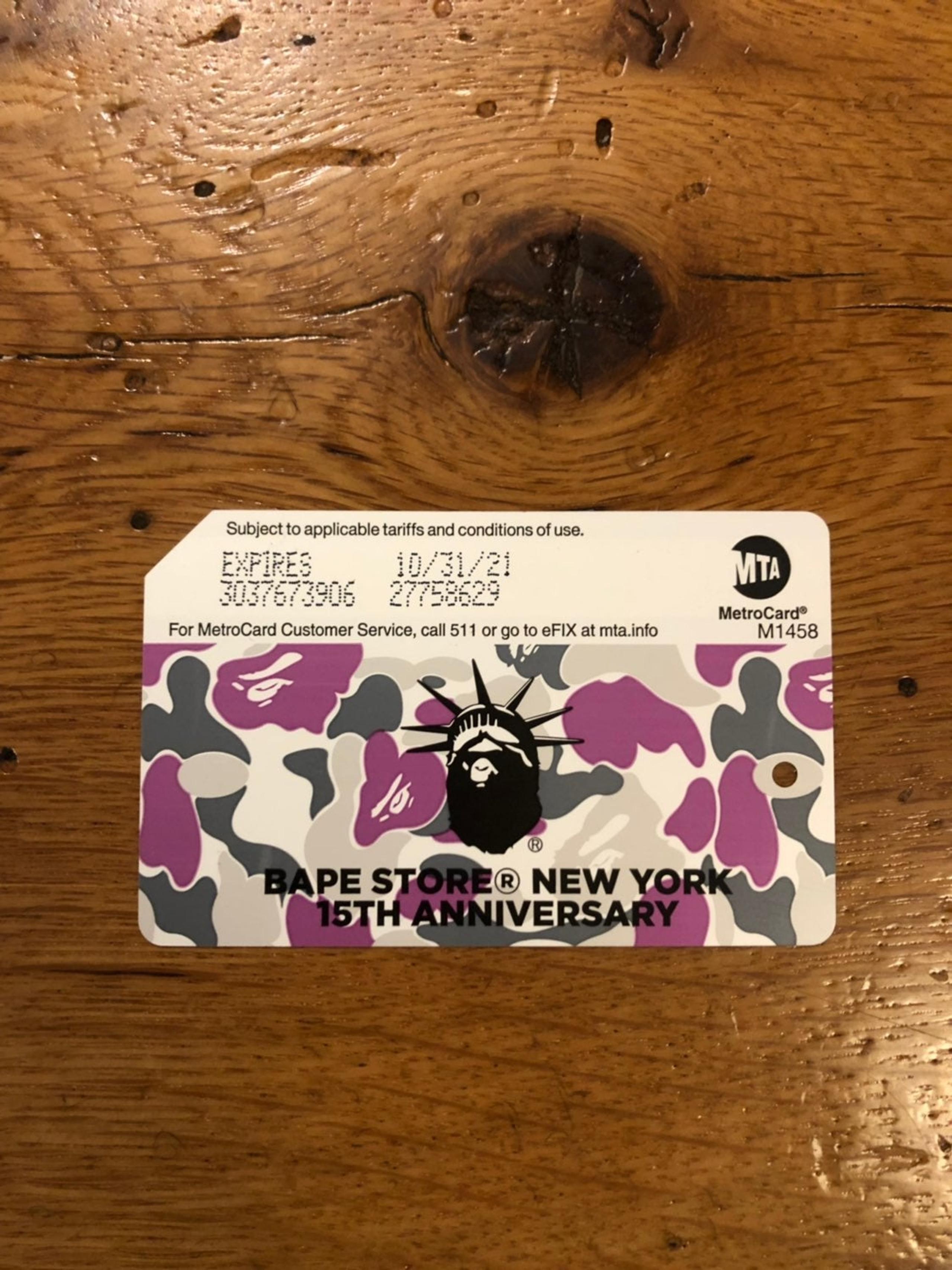 BAPE NY 15TH ANNIVERSARY MTA METROCARD