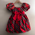 Janie & Jack girls red tartan Plaid Dress puff sleeve bow 18-24 m