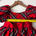 Janie & Jack girls red tartan Plaid Dress puff sleeve bow 18-24 m
