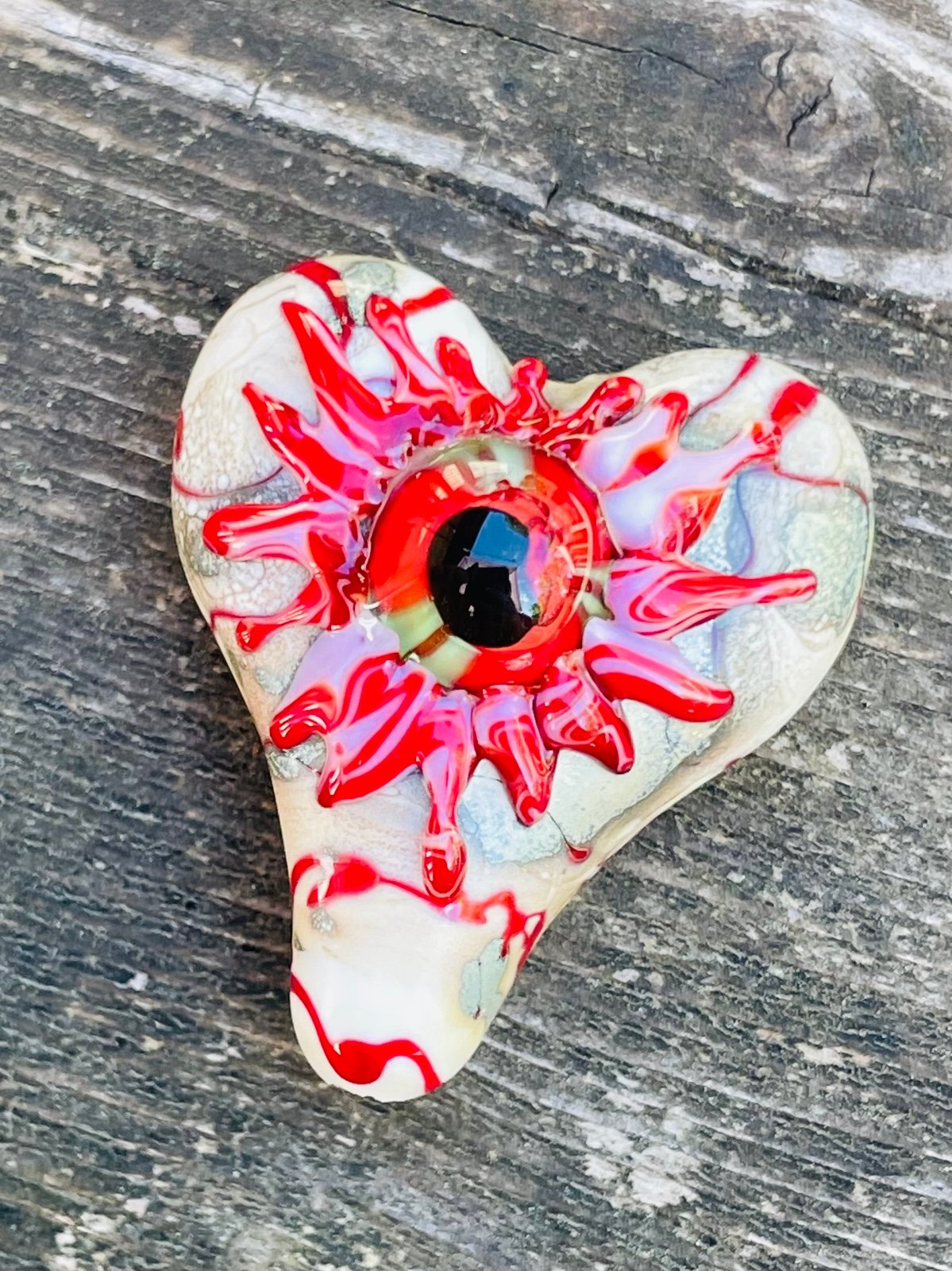 Lampwork Glass Eyeball Bead Heart Eyeball Bead HANDMADE evil eye third eye bead