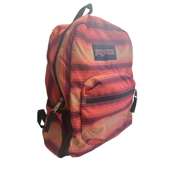 Jansport Backpack Unisex Size Stripe Zipper Closure Jansport Logo Pocket