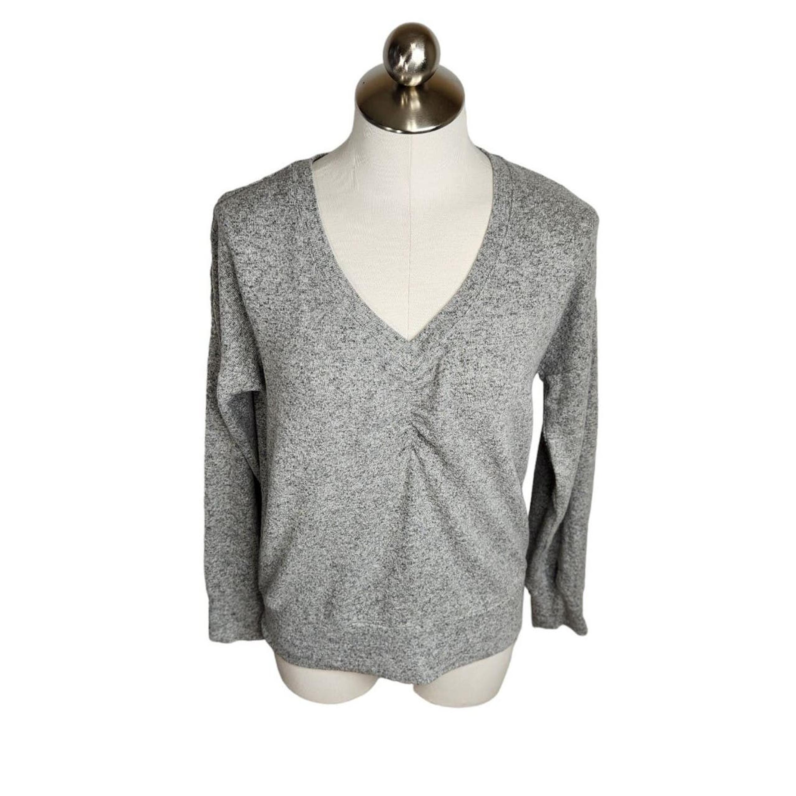 Soft Surroundings Heather Gray Knit Fuzzy Long Sleeve Sweater Womens XS