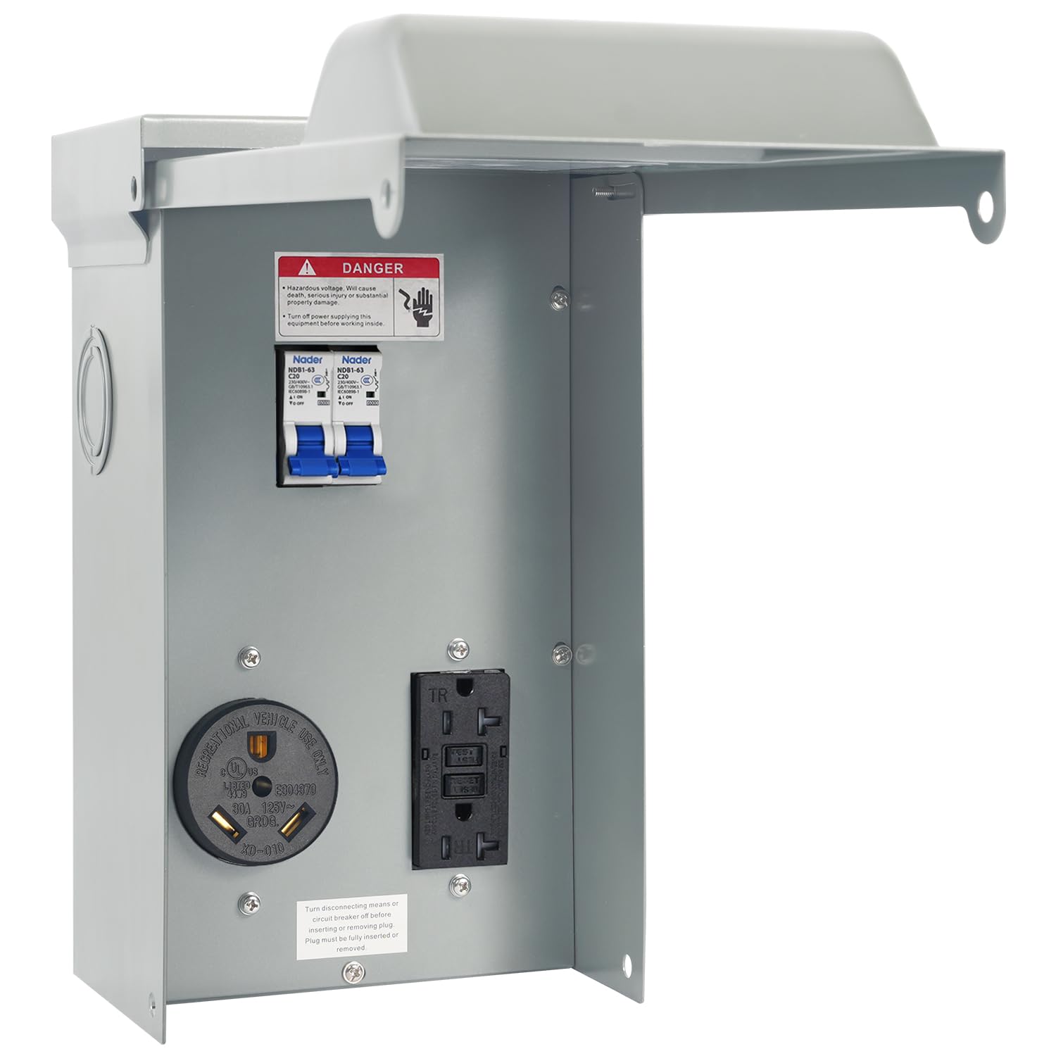Kinchoix Temporary Power Outlet Panel 30 20 Amp RV Receptacle Electrical Panel