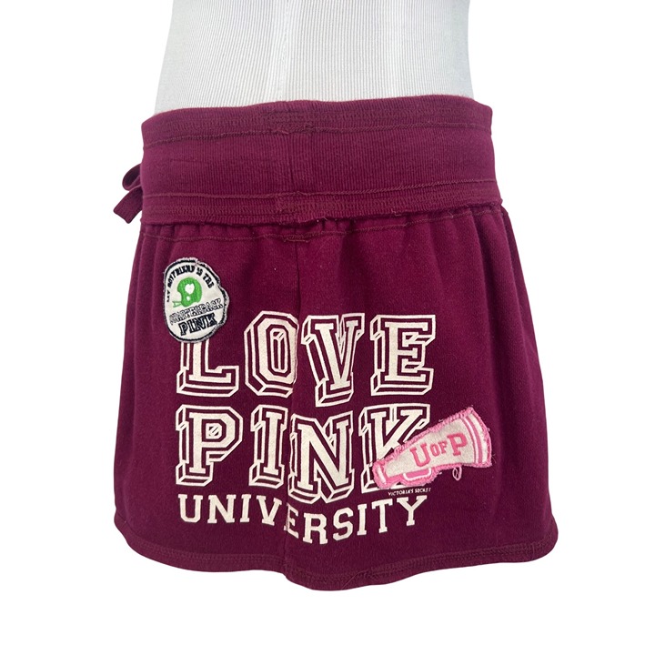 RARE Vintage Y2K Victoria's Secret PINK Burgundy Logo Mini Skirt
