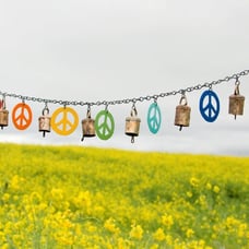 PEACE SIGN Cutout Handmade Recycled Metal Flags and Chimes