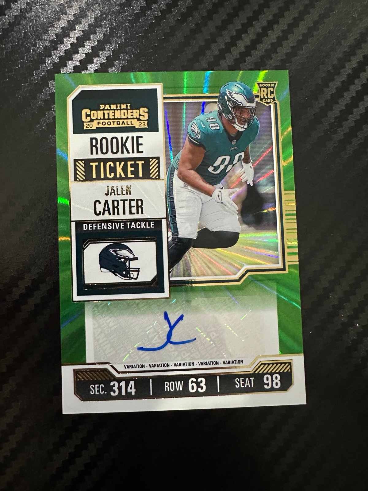 2023 Contenders Jalen Carter Rookie Ticket Auto Laser SP