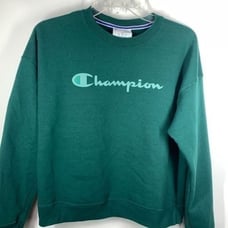 Champion Women's Script Logo Powerblend Crewneck Sweatshirt Green Size Small