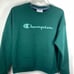Champion Women's Script Logo Powerblend Crewneck Sweatshirt Green Size Small