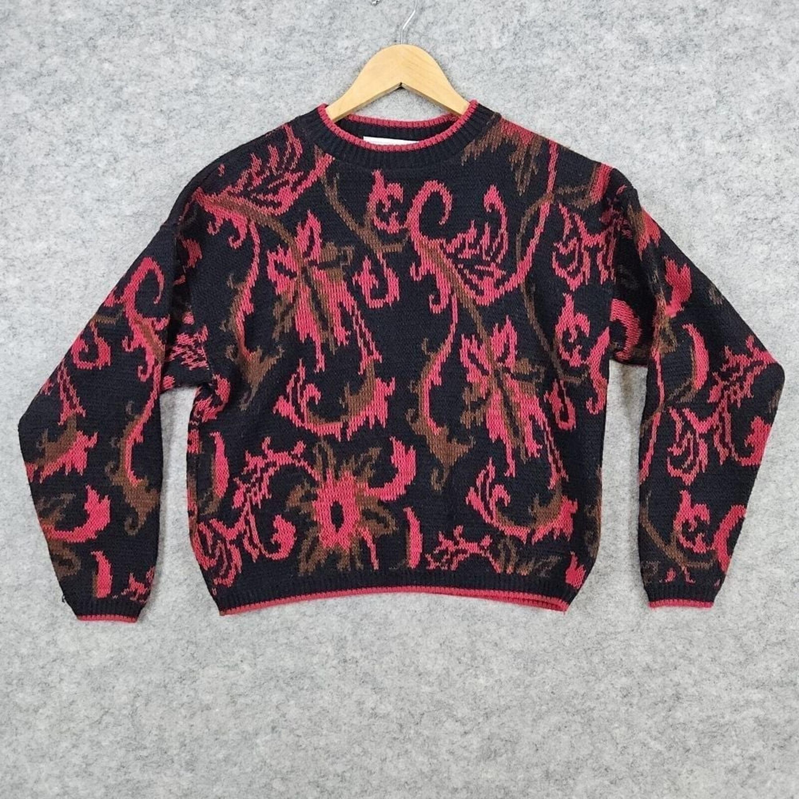 United States Sweaters Women's Crew Neck Size PM Abstract Floral Vintage Y2K