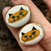 Rare Vintage Mid Century Victoria Flemming N.Y. Happy Sad Cat Enameled Cufflinks