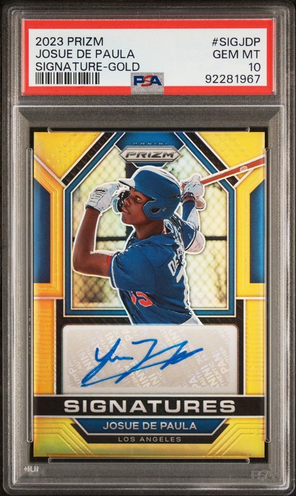 2023 Panini Prizm Baseball Josue De Paula Gold Autograph #6/10 PSA 10 POP 1