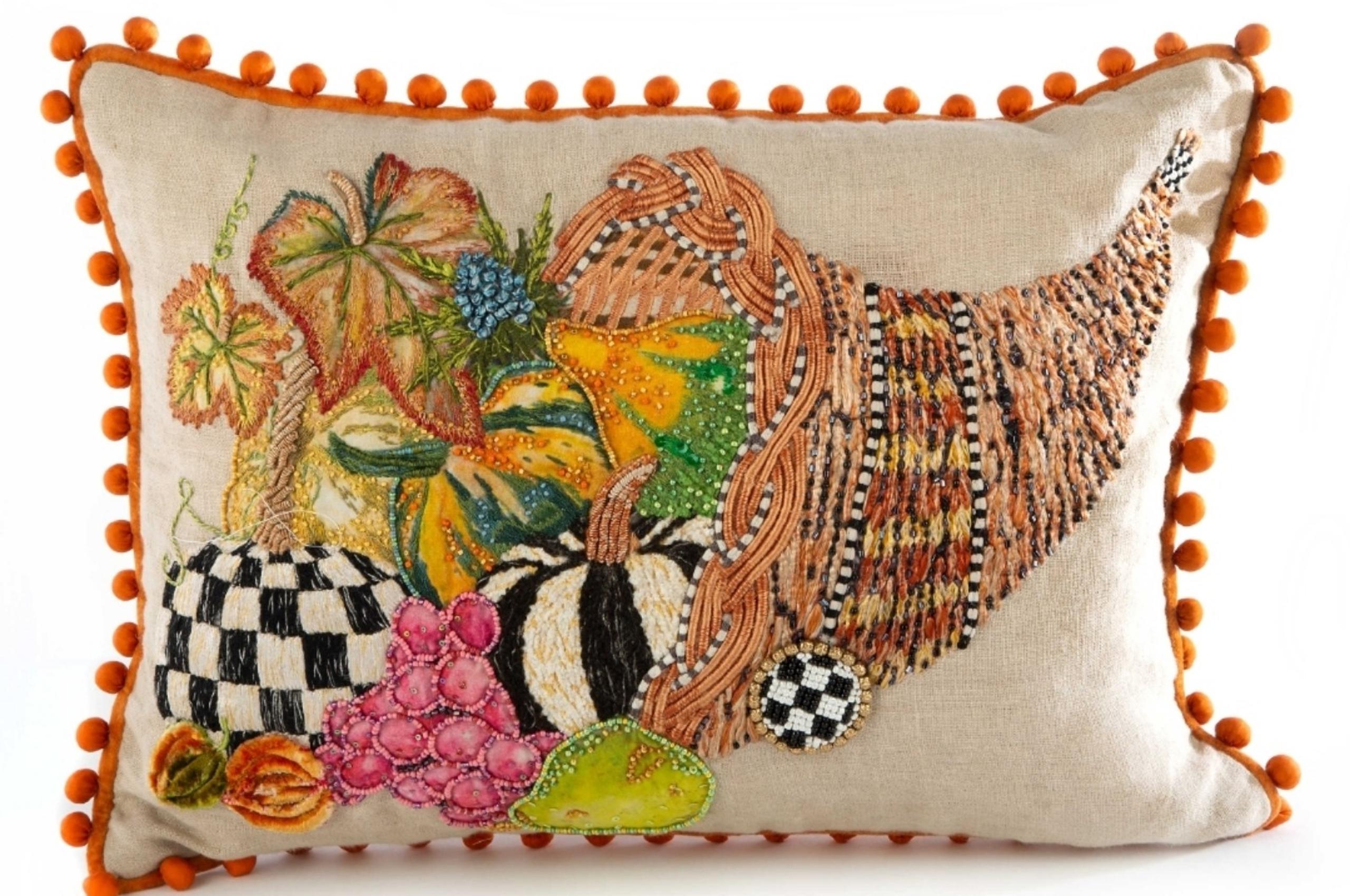 Mackenzie Childs Cornucopia Lumbar Pillow. New