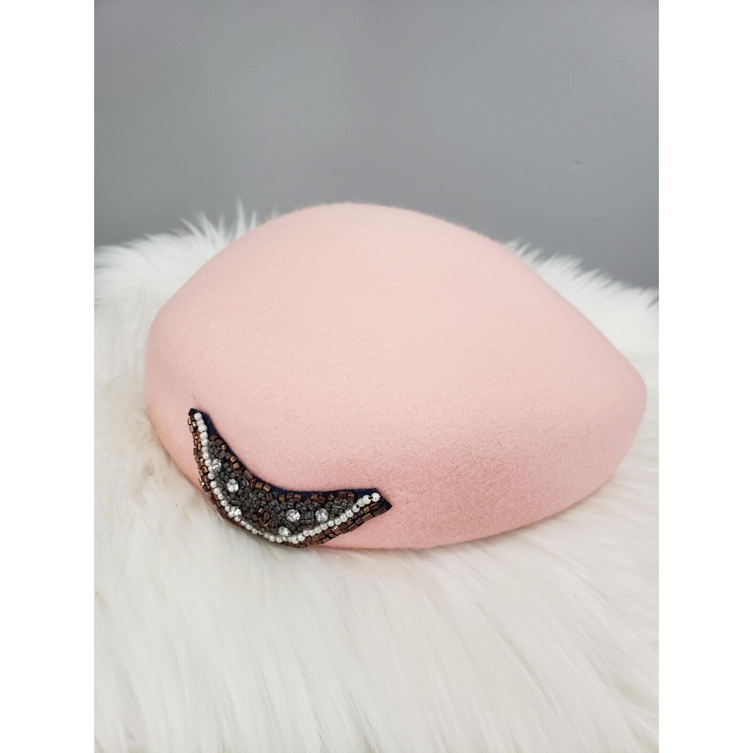 NWT Urban Outfitters 100% Wool Beret Pink Rhinestone Mauve Vintage y2k 90s