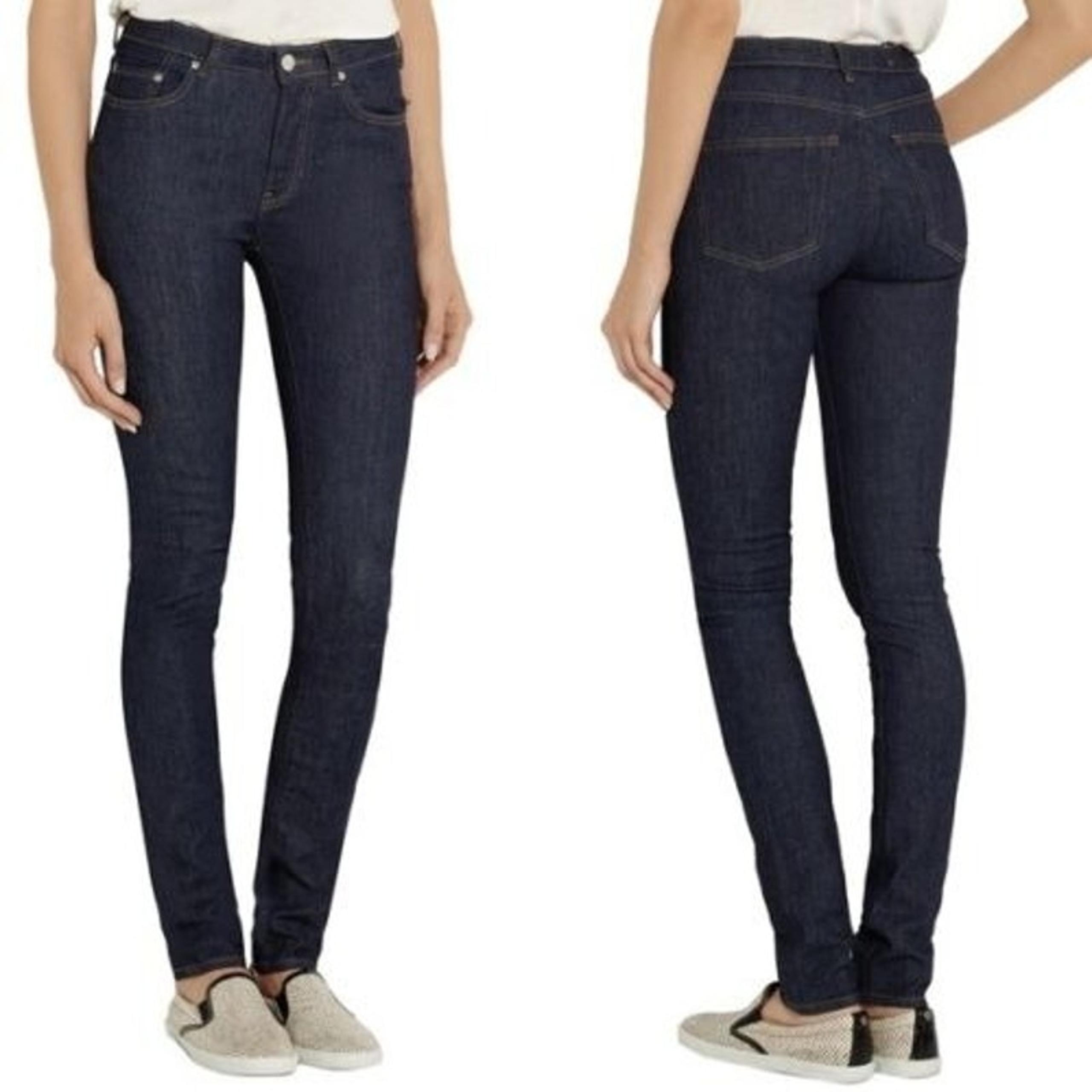 Acne Studio Jeans Pin Raw Reform Women's 26 Skinny Denim Pants Mid High Dark