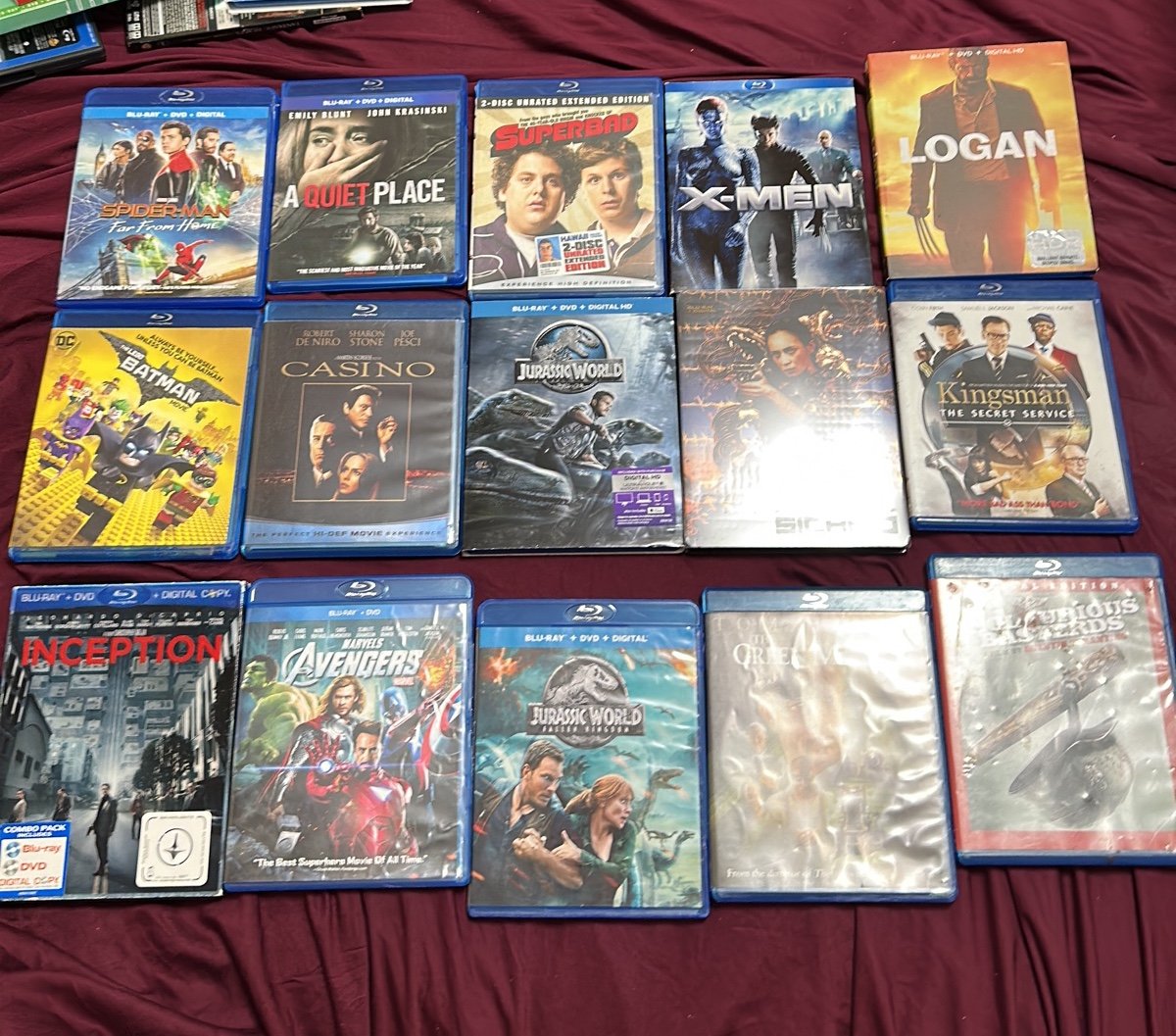 15 Bluray and steelbook Lot Marvel, X-men, Jurrasic World, Batman