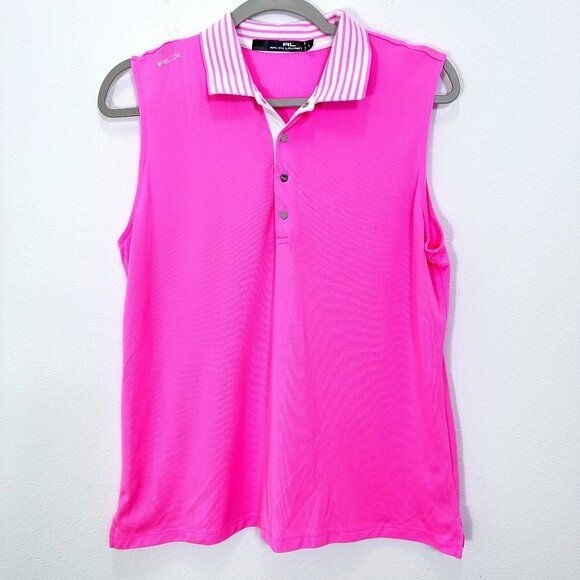 Ralph Lauren Pink Classic Fit Sleeveless Tour Polo Shirt Golf Pickleball Tennis