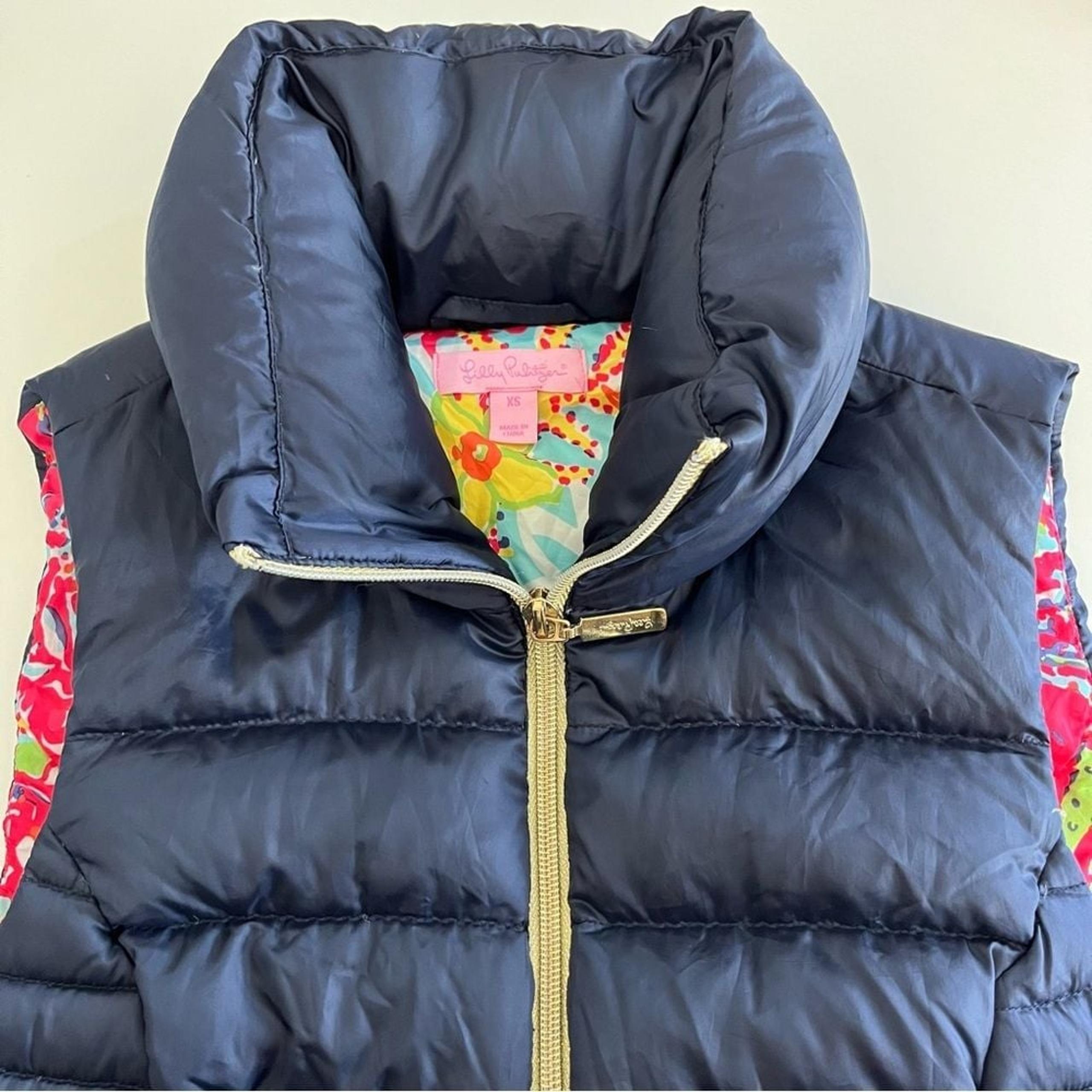 Lilly Pulitzer Allie Packable Puffer Vest Navy XS women's down filled Lilly P