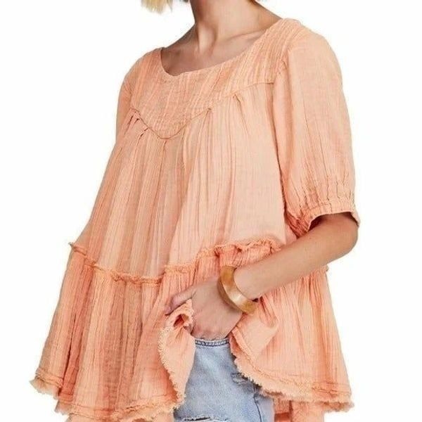 Free People 'Mystery Land' Tunic Mini Dress - size Medium in Peach