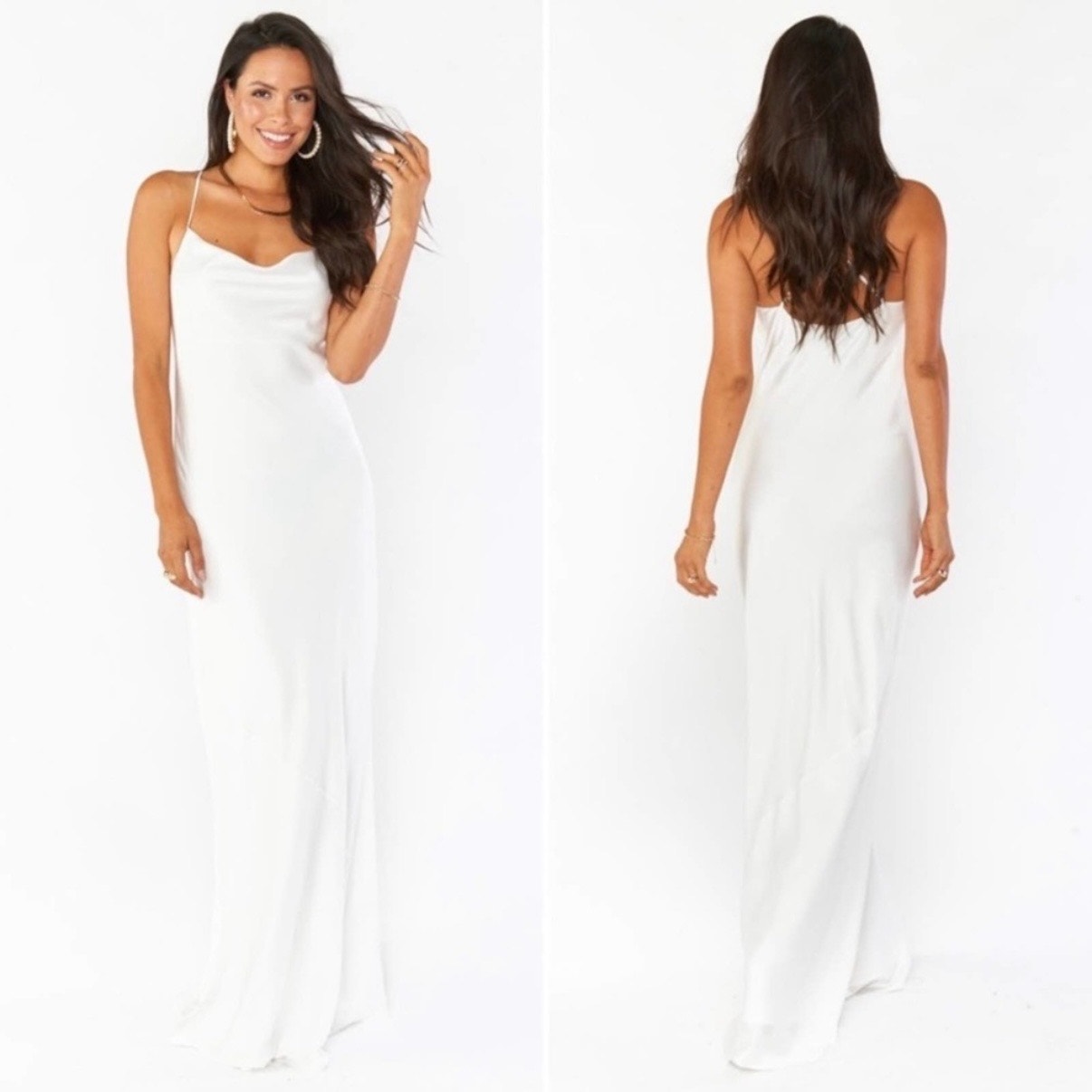 show me your mumu tuscany maxi dress ivory luxe satin women size medium