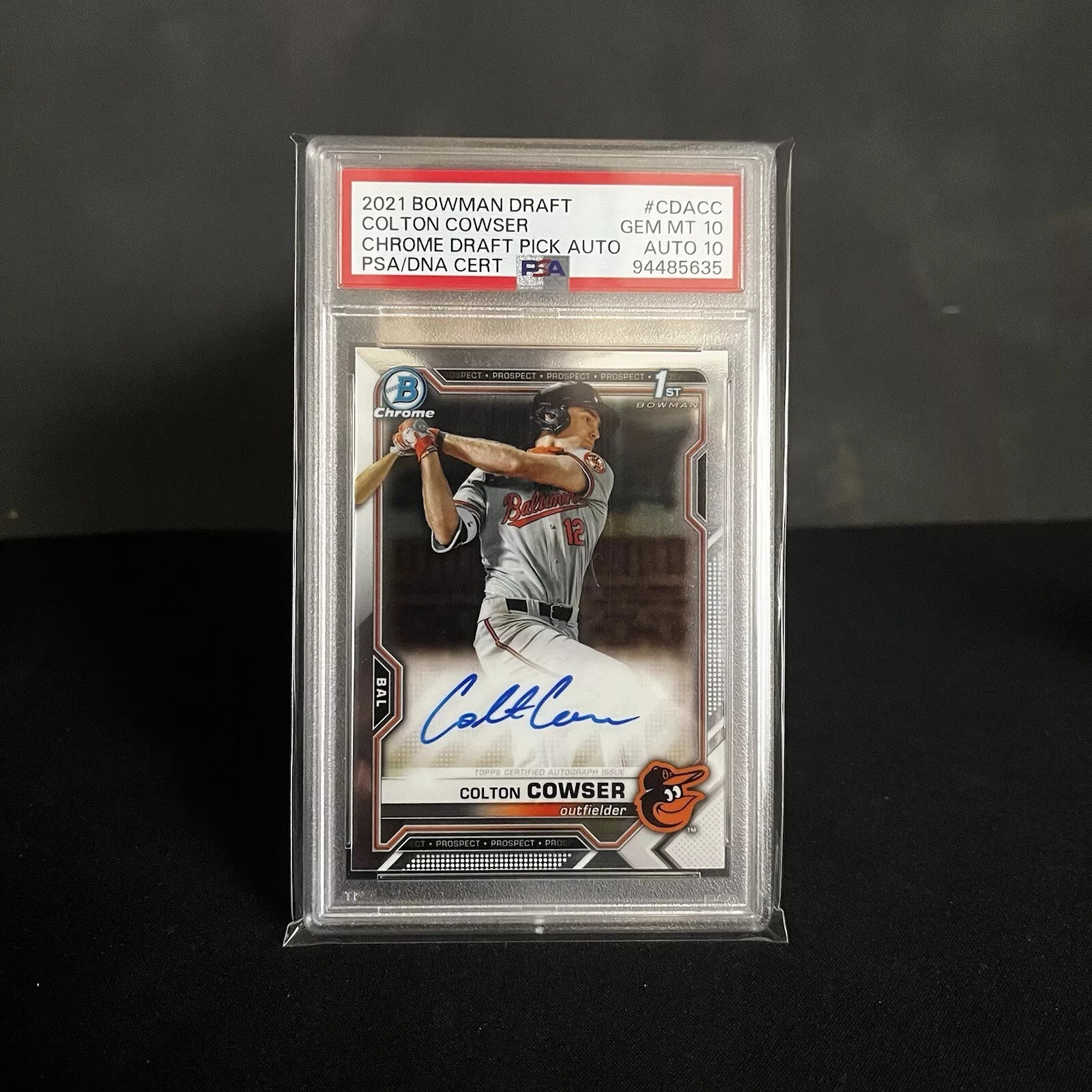 Colton Cowser Auto PSA 10/10 2021 Bowman Draft Chrome 1st #CDA-CC Orioles