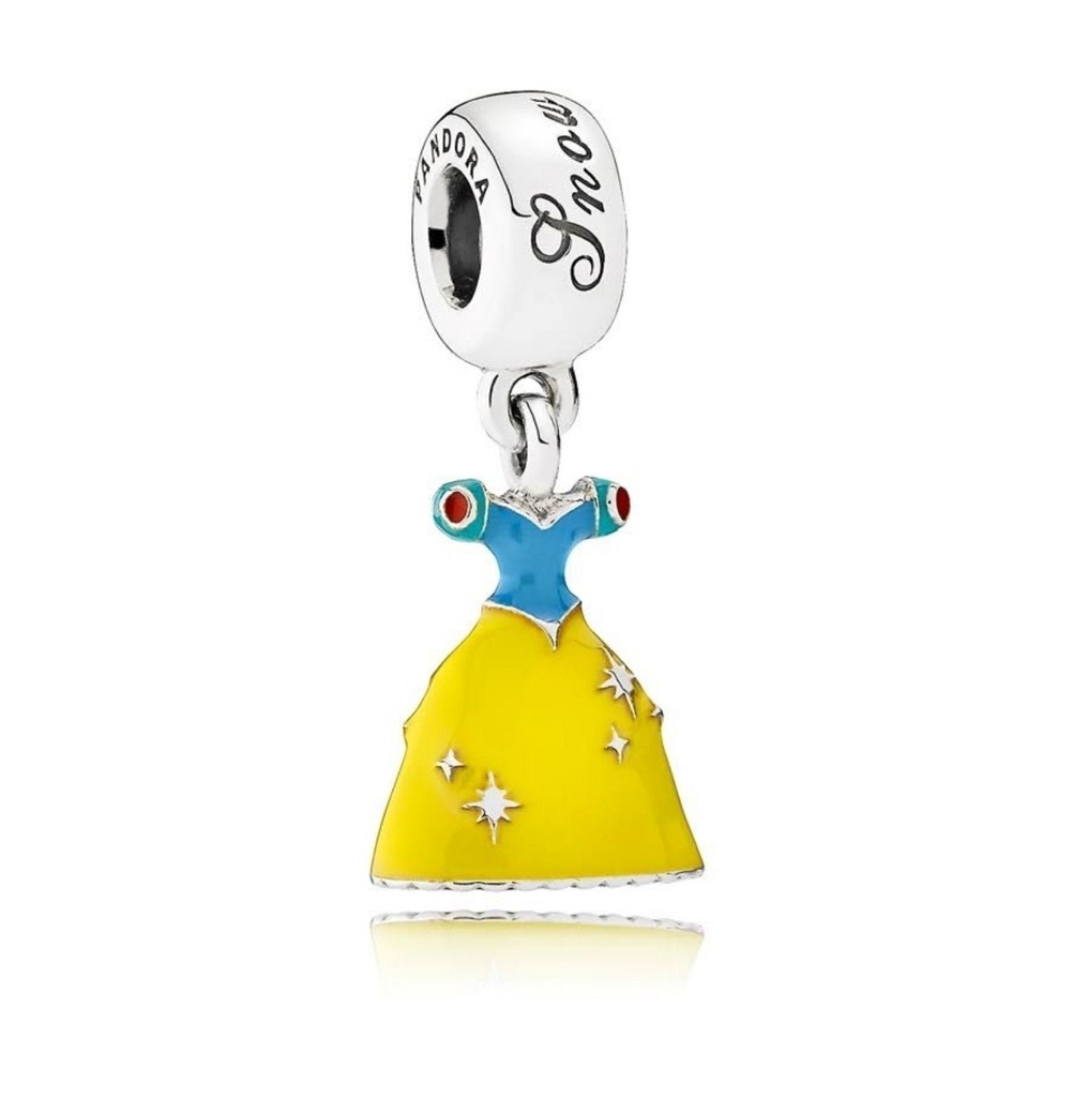New Pandora Disney Snow White Dress dangle silver charm for jewelry bracelet
