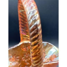 Imperial CARNIVAL Glass Iridescent Marigold Daisy Basket