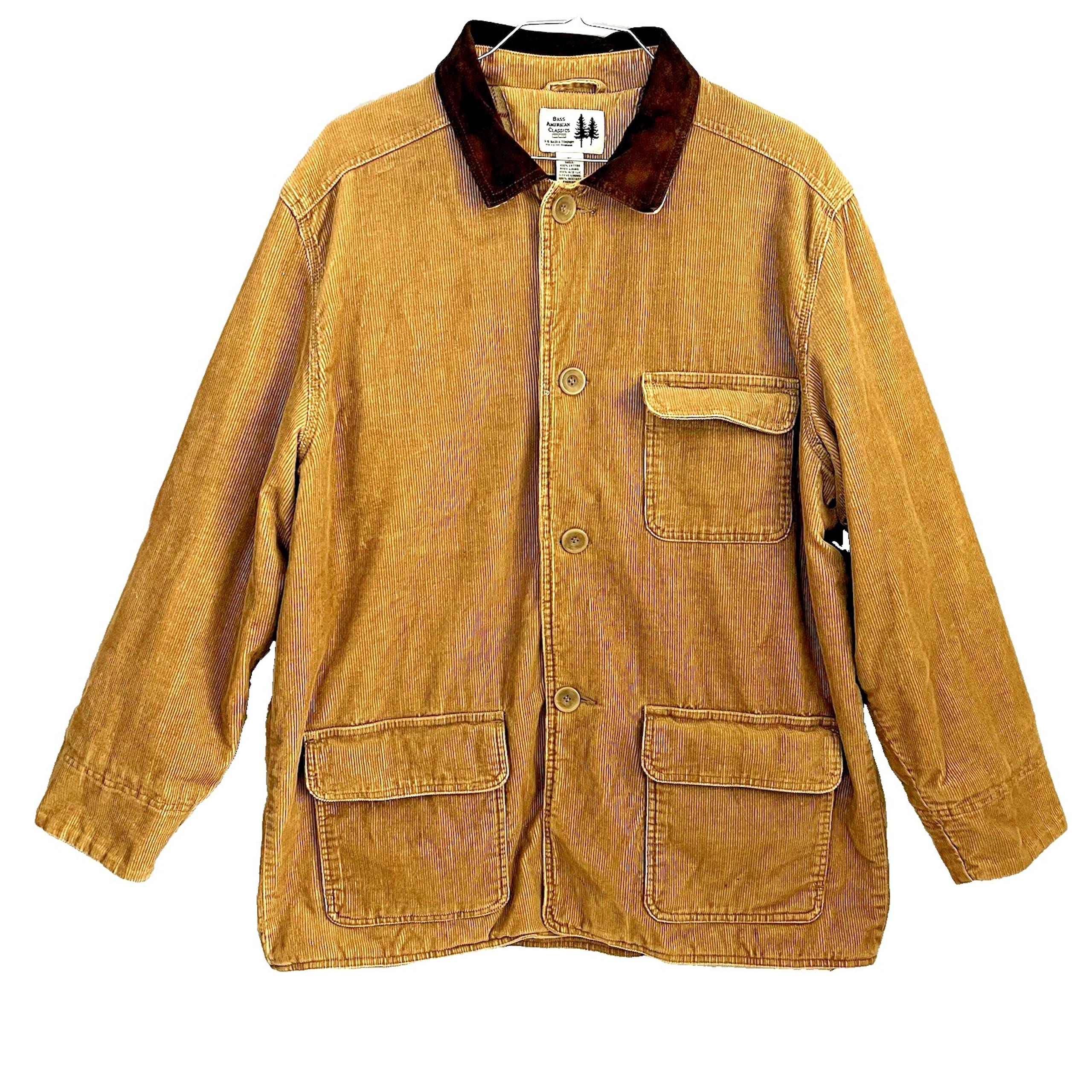 Bass American Classics Chore Barn Coat Tan Corduroy Flannel Lined Men's XL