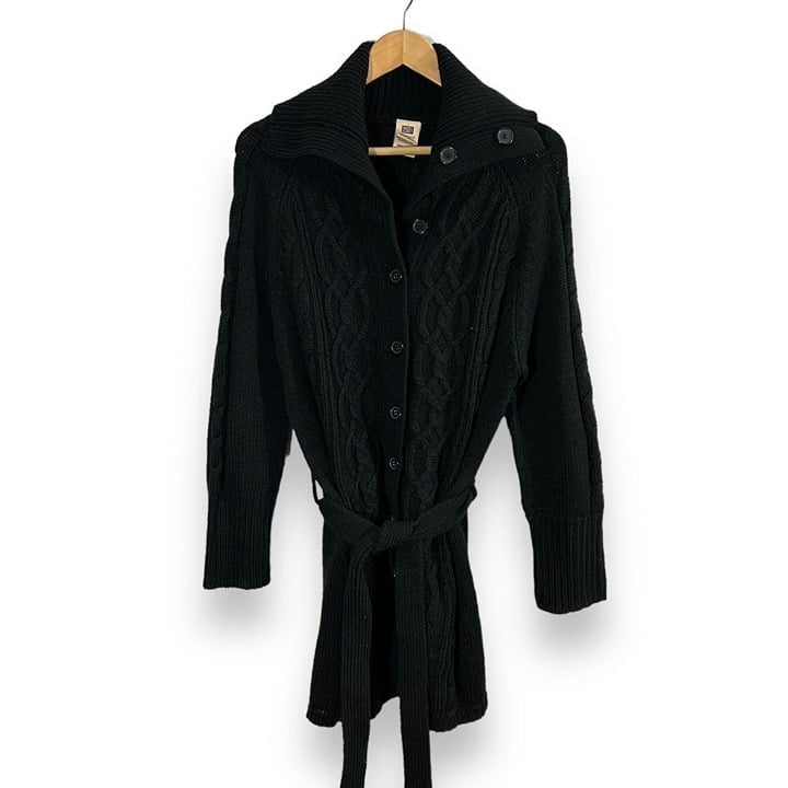 Vintage Y2k Faded Glory Duster Cardigan Cable Knit Sweater Womens Large