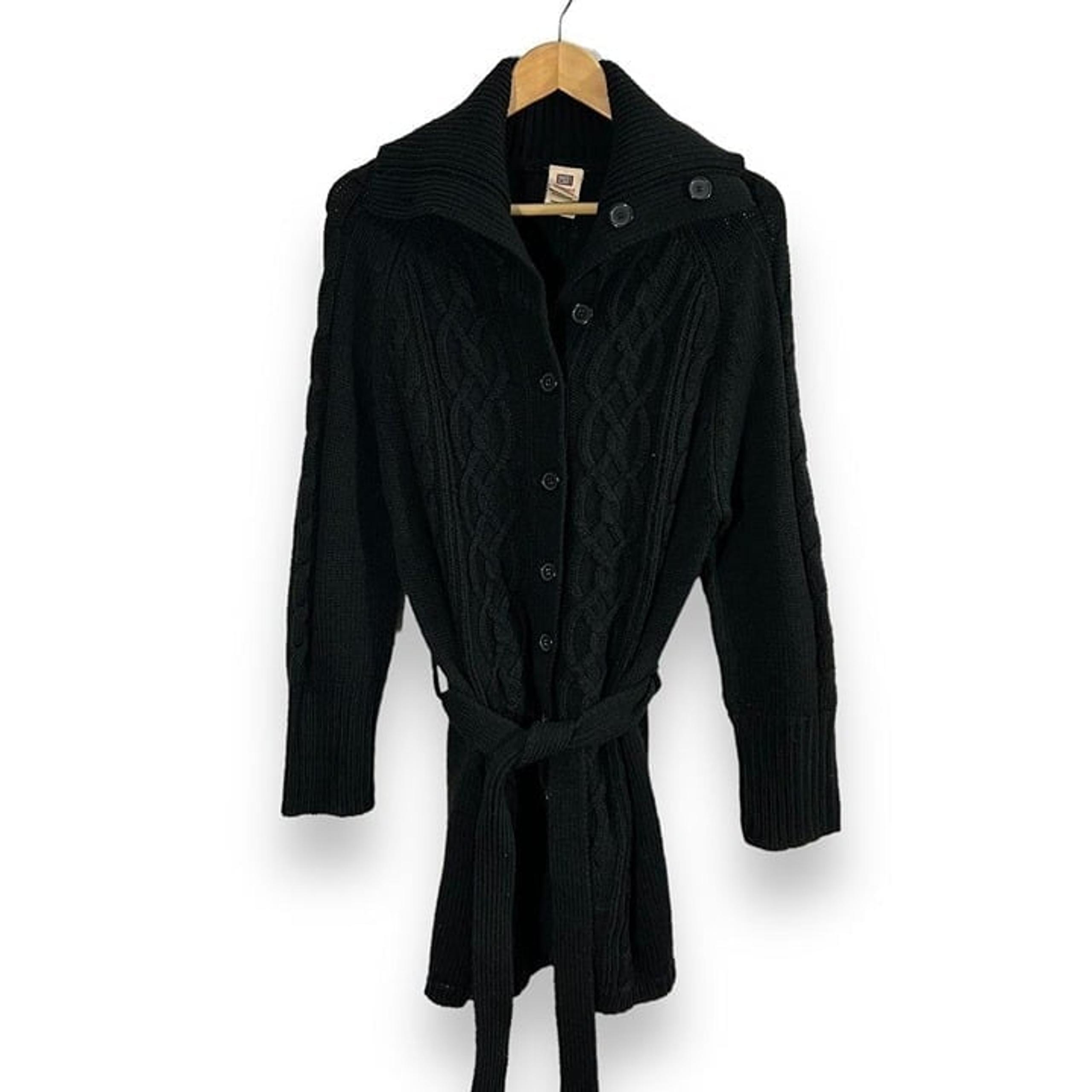Vintage Y2k Faded Glory Duster Cardigan Cable Knit Sweater Womens Large