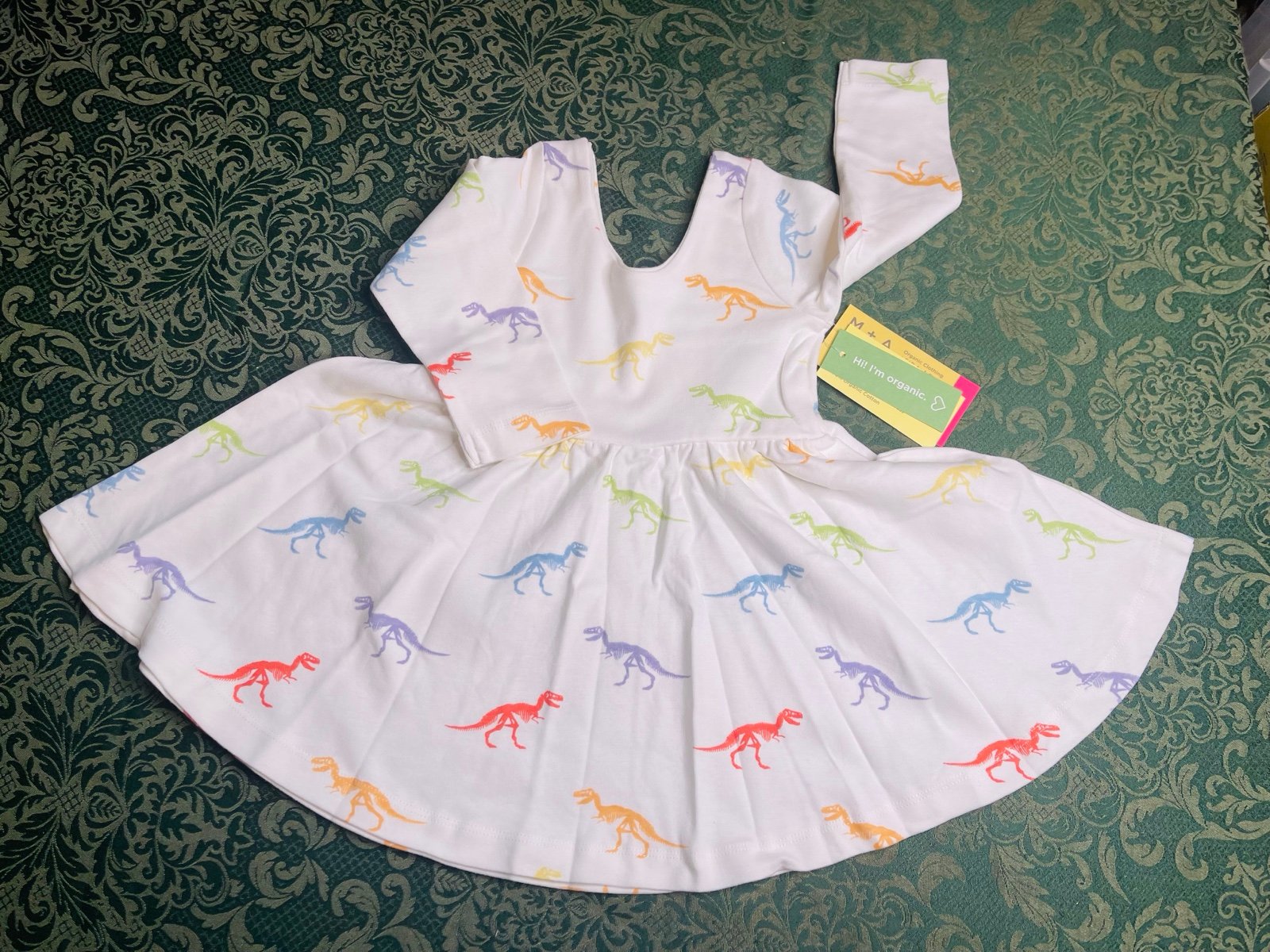 NWT 3T Monica & Andy ORganic rainbow Dinosaurs dino twirl dress party holidays