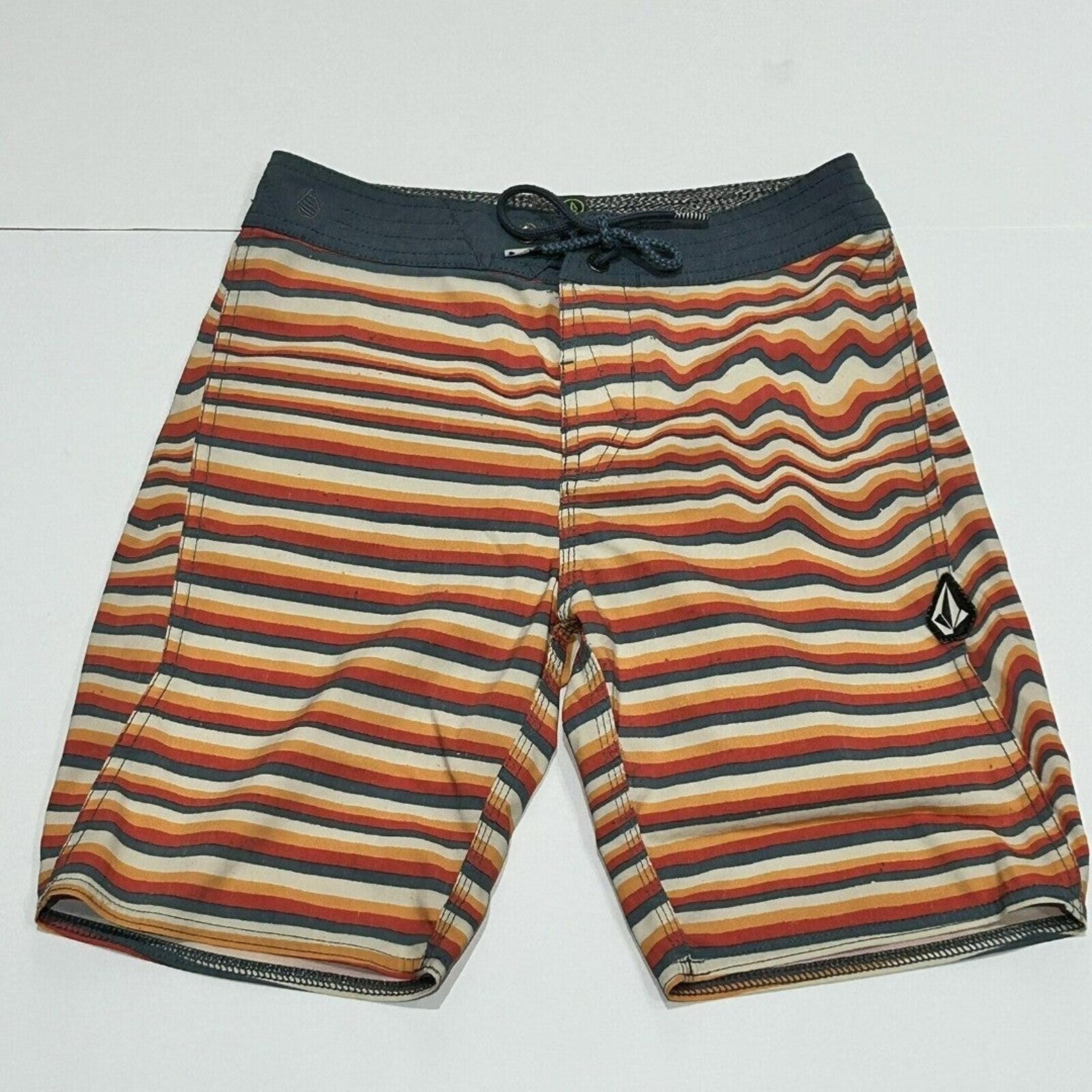 Volcom Stoneys Boardshorts Mens 26 Stripped Swim Trunks EUC