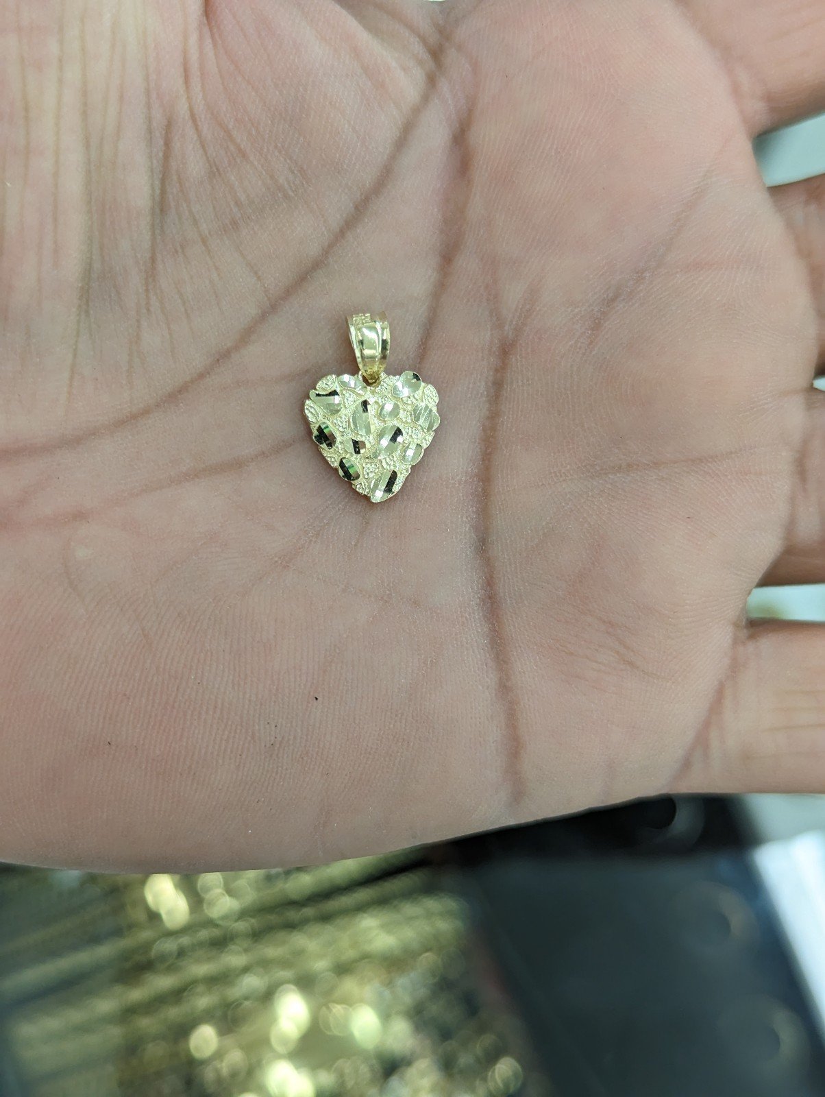 10kt real gold heart nugget pendant