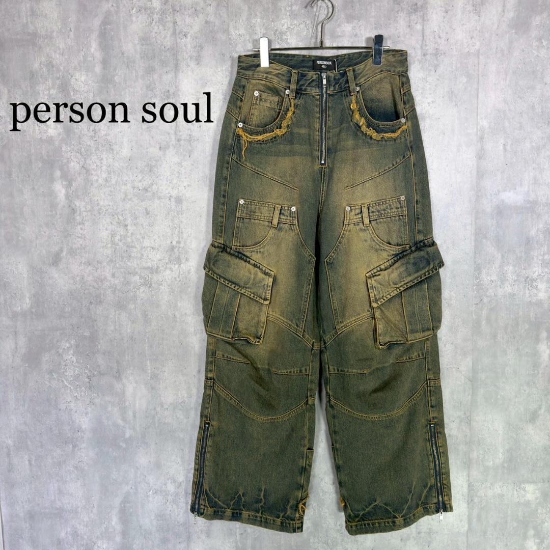 『personsoul』Person Soul (L) Fade Wash Denim Pants