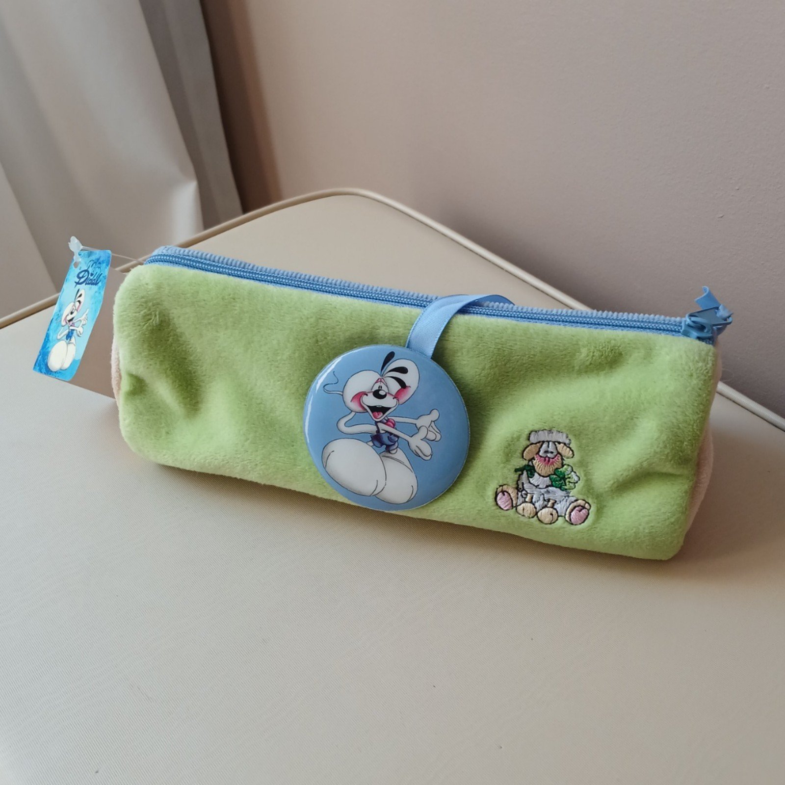 Vintage 90's Y2K Diddl mouse and sheep soft fuzzy makeup pencil travel bag
