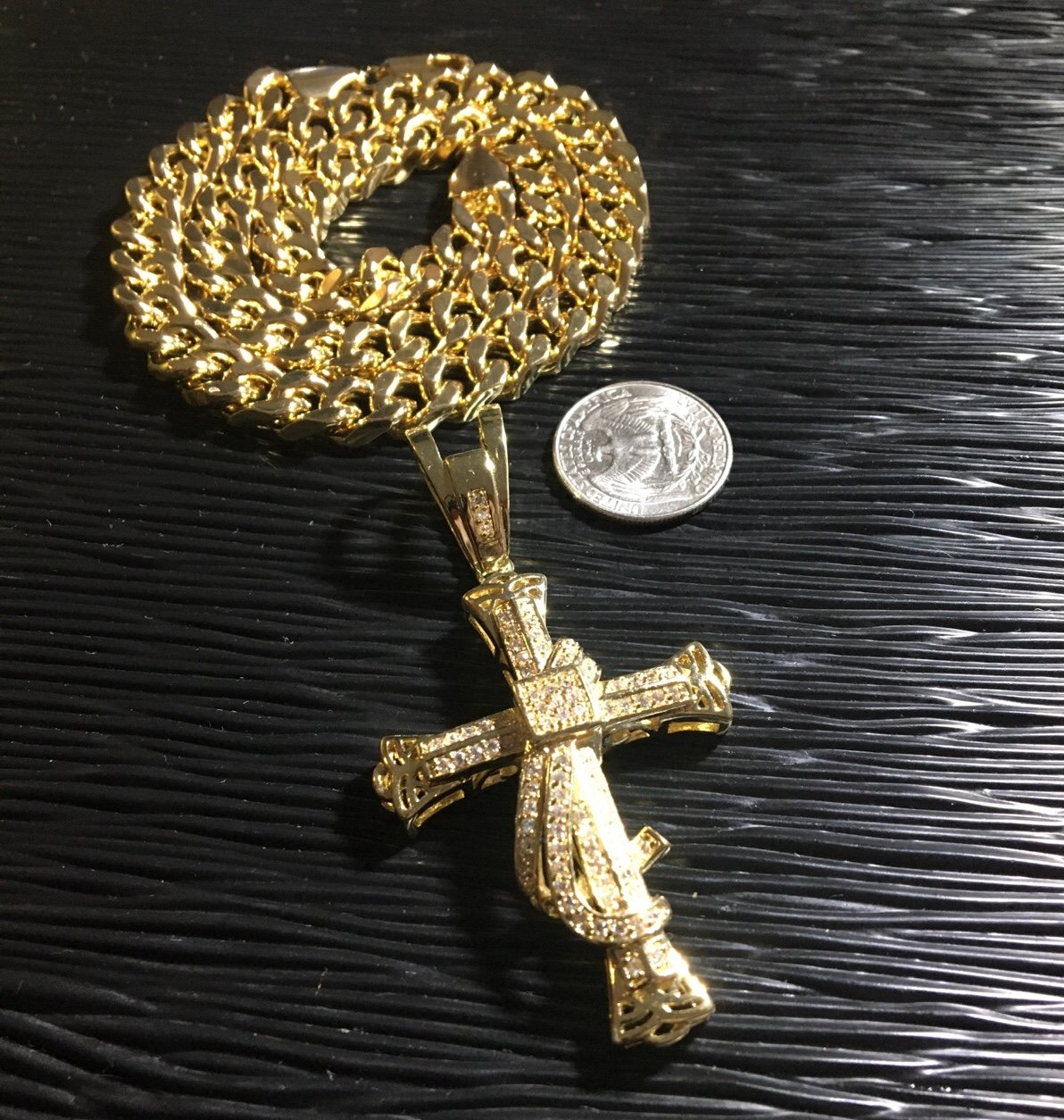 14K Gold Plated Cross pendant & Chain