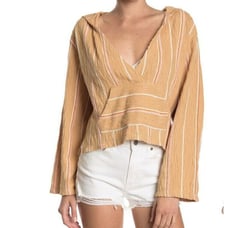 Revolve L SPACE Paradise Stripe Print Pullover Hooded Womens Swim XS NEW