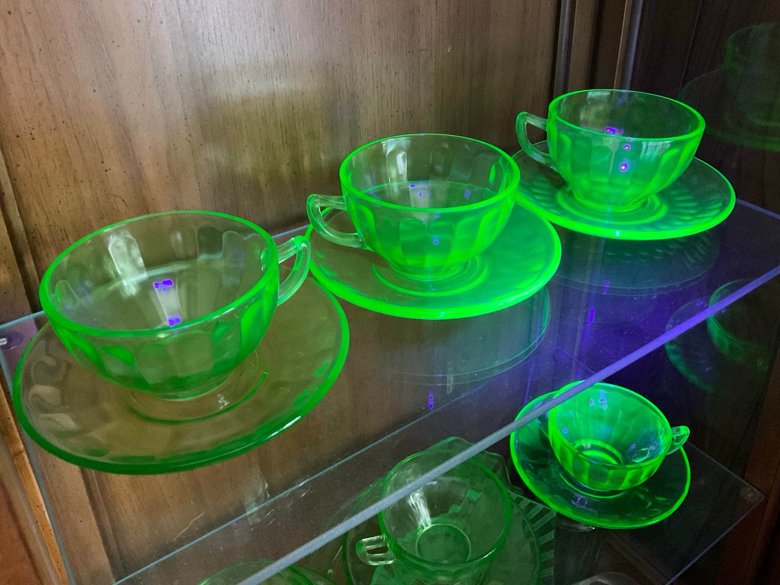 Vintage Federal Depression Glass Tea Cups and Saucers