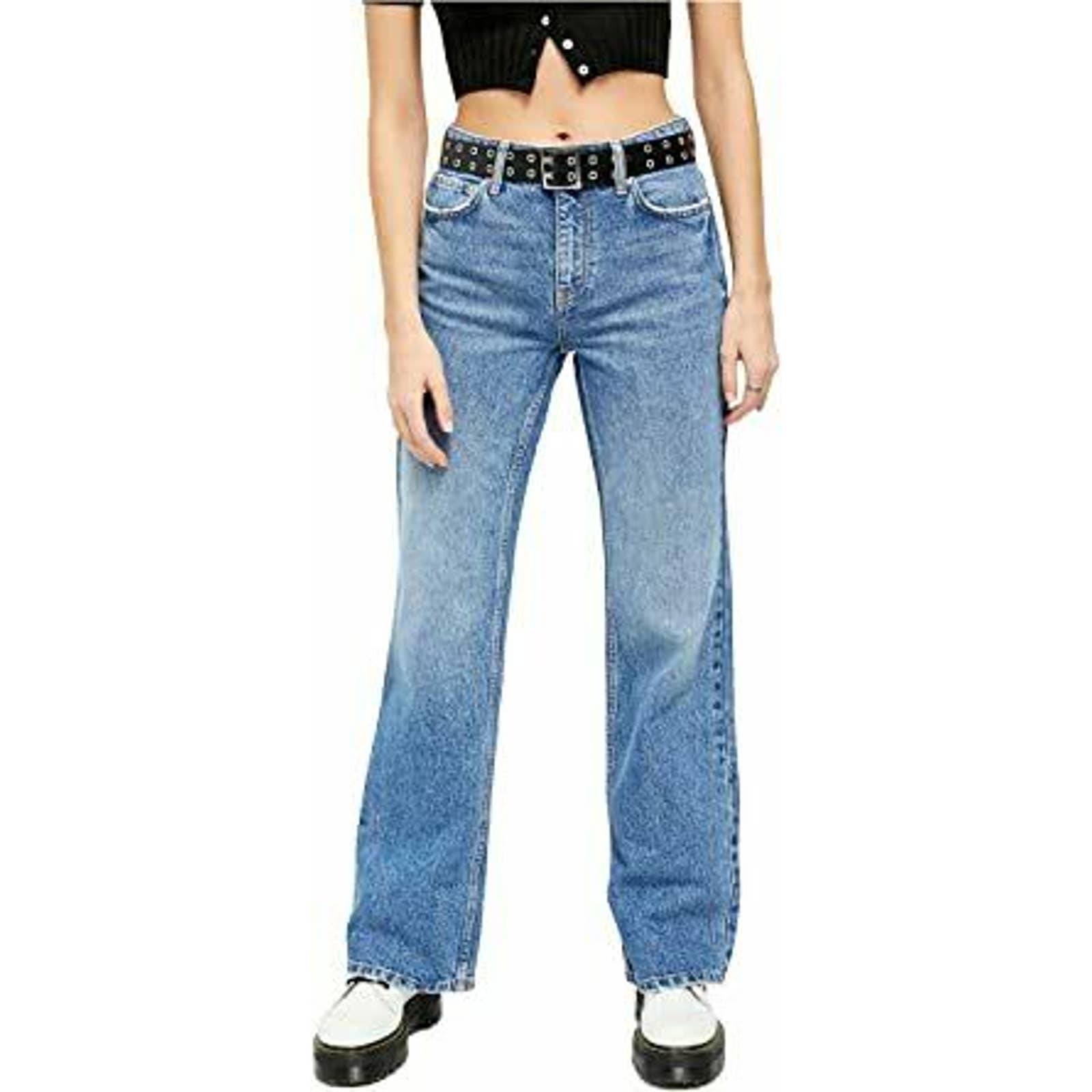 Free People Women's Laurel Canyon High-Rise Flared Jeans Navy Size 26, 98 NWT