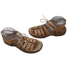 Dansko Elena Tan Leather Sandals Sz 40 EU 9.5/10 US Lace Up Gladiator Chunky Y2K