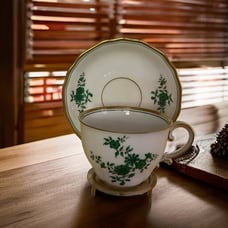 Porcelain Teacup and Saucer Augarten Wien Maria Theresia Rare Vintage Austria